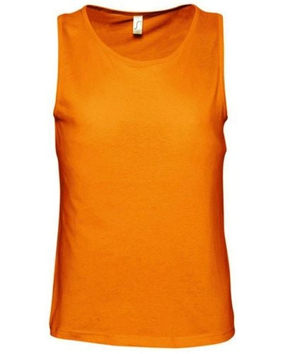 Sol's Justin Sleeveless Tank / Vest Top () Cotton - Orange
