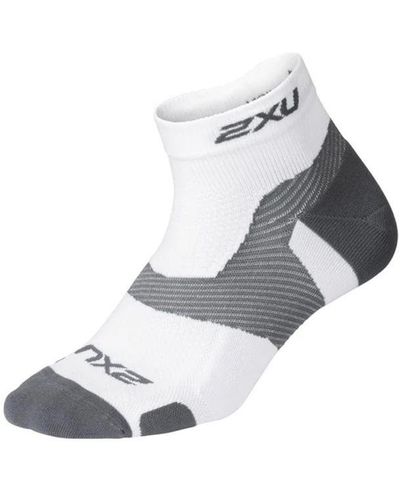 2XU Light Cush White/grey 1/4 Crew Socks
