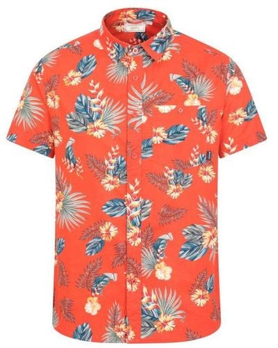 Mountain Warehouse Hawaiian Short-Sleeved Shirt () Cotton - Red