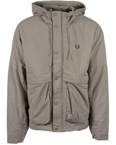 Fred Perry Cropped Parka Warm Grey