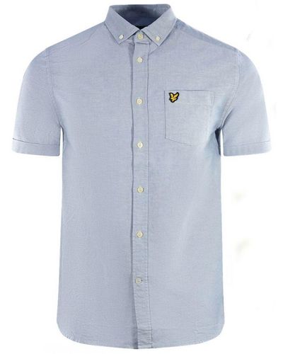 Lyle & Scott Short Sleeved Casual Oxford Shirt - Blue