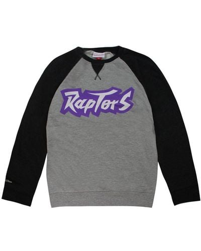 Mitchell & Ness Toronto Raptors Nba Turf Fleece Crew Sweatshirt Cotton - Grey