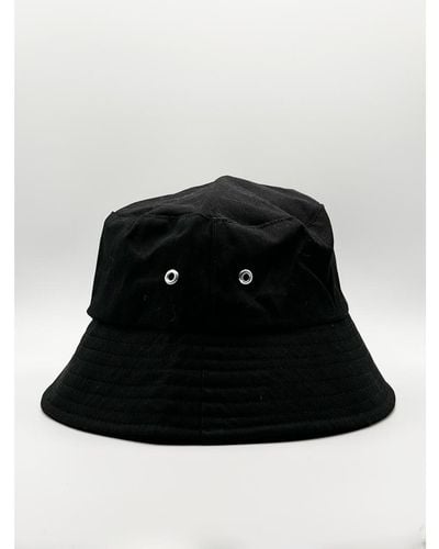 SVNX Cotton Canvas Bucket Hat With Eyelet Detail - Black