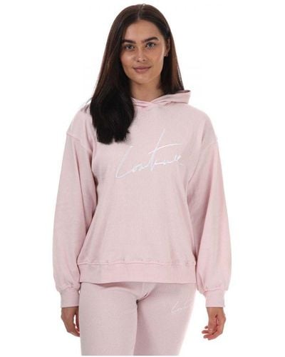 The Couture Club Womenss Signature Ribbed Hoody - Pink