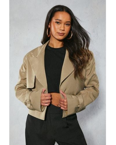 MissPap Structured Shoulder Cropped Trench Coat - Multicolour
