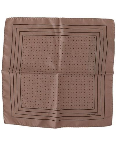 Dolce & Gabbana Silk Pocket Square With Dot Print - Brown