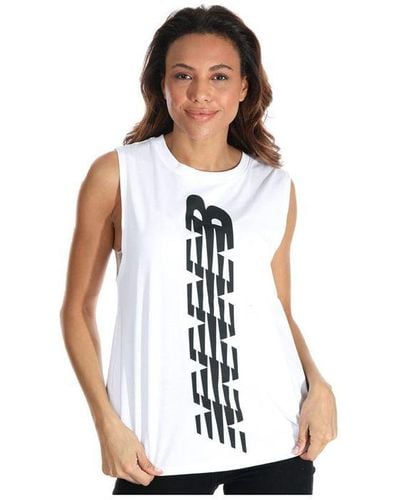 New Balance S Relentless Cinched Back Graphic Tank Top - White