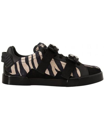 Dolce & Gabbana Zebra Suede Rubber Trainers Shoes - Black