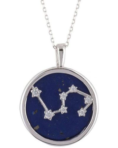 LÁTELITA London Zodiac Lapis Lazuli Gemstone Star Constellation Pendant Necklace Leo - Blue
