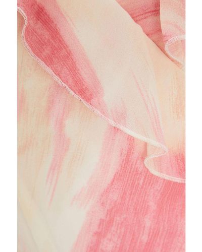 Quiz Petite Brush Stroke Frill Midaxi Dress - Pink