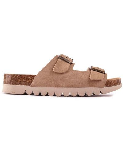 Sole Opal Footbed Sandals Suede - Brown