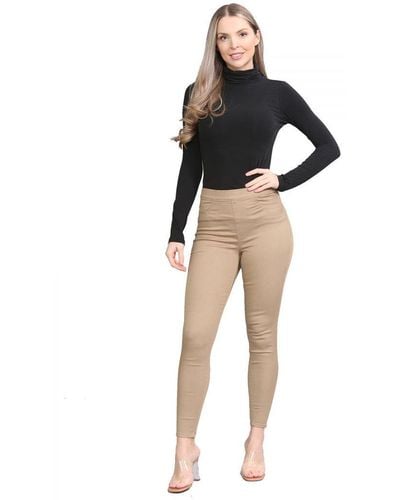 Marks & Spencer And High Waisted Jeggings Beige Cotton - Natural