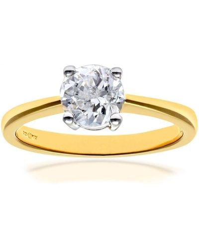 DIAMANT L'ÉTERNEL Verlovingsring, 18kt Geelgouden Ij/i Ronde Briljant Gecertificeerde Diamanten Ring, 1,00 Ct Diamantgewicht - Metallic