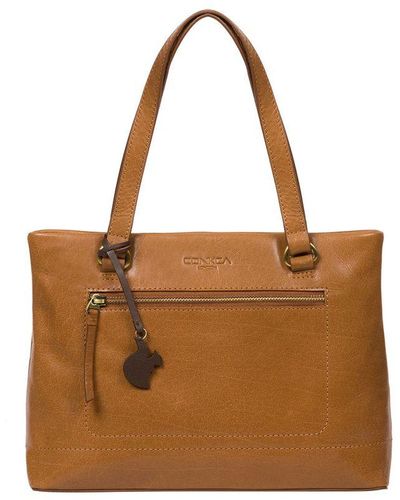 Conkca London 'Alice' Dark Leather Handbag - Brown