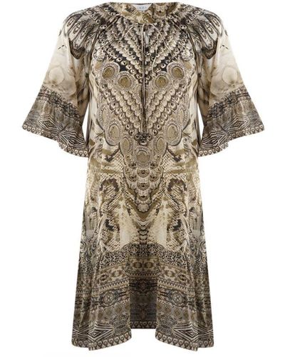 Inoa Makucha Panthera 1202117 Long Sleeve Silk Gypsy Dress - Natural