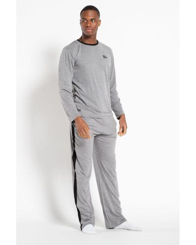 Tokyo Laundry Cotton 2-piece Long Sleeve Top And Bottoms Loungewear Set - Grey