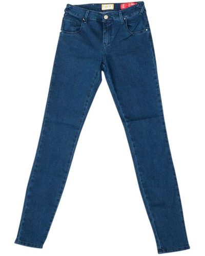Met Long Denim Trousers With Skinny Cut Hems 10db50154 Woman Cotton - Blue