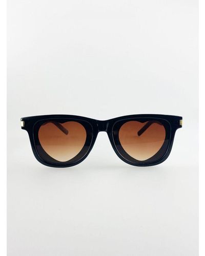 SVNX Rectangle Frame Sunglasses With Heart Lenses - Black