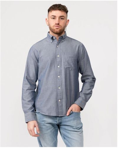GANT Regular Fit Long Sleeve Archive Oxford Shirt - Blue