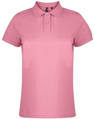 Asquith & Fox Ladies Plain Short Sleeve Polo Shirt ( Carnation) - Pink