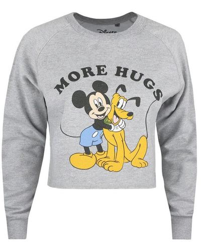 Disney More Hugs Mickey Mouse Crop Sweatshirt - Grey