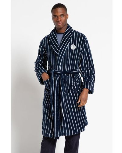 Tokyo Laundry Striped Fleece Dressing Gown - Blue