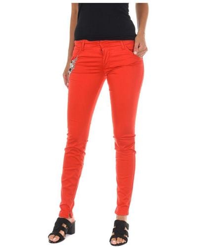 Met Long Trousers With Narrow Cut Hems 70dbf0716-r295 Woman Cotton - Red