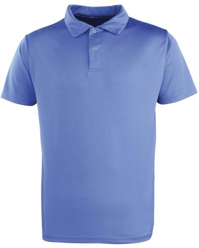PREMIER Coolchecker Studded Plain Polo Shirt (Royal) - Blue