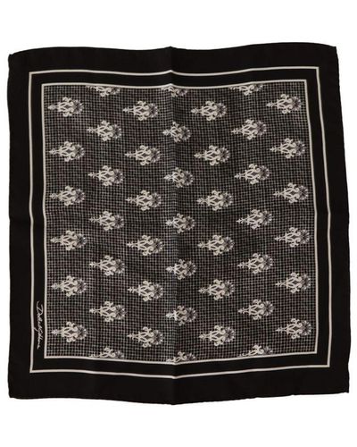 Dolce & Gabbana Zwarte Vierkante Heren Zakdoek Sjaal Met Patroon