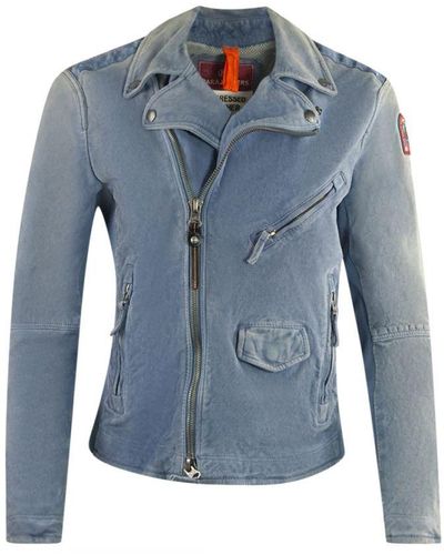 Parajumpers Tack Suede Purple Distressed Leather Jacket - Blauw
