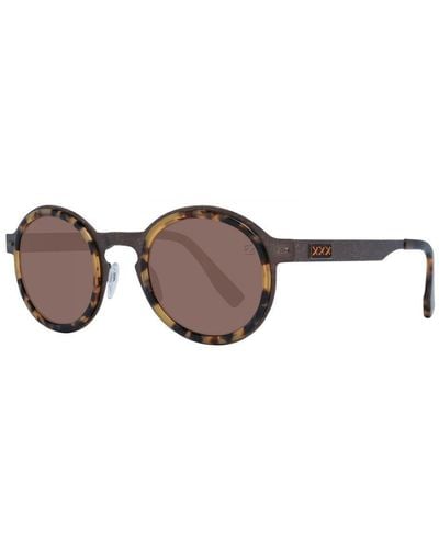 Zegna Polarized Oval Sunglasses With Frame And Lenses - Brown