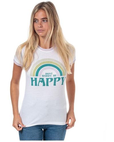 Brave Soul Be Happy T-shirt Voor , Maat 38, Lila - Blauw