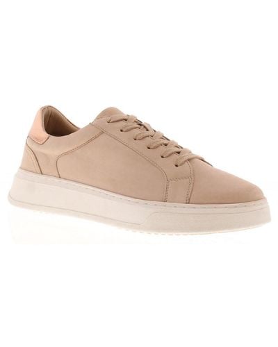 Hush Puppies Trainers Chunky Camille Nubuck Leather Lace Up Blush - Natural