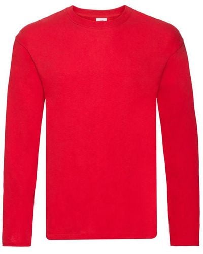Fruit Of The Loom R Long-Sleeved T-Shirt () Cotton - Red