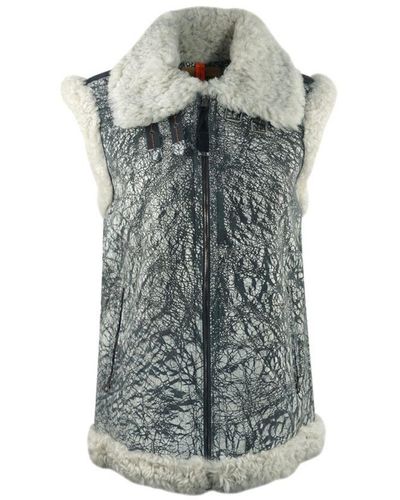 Parajumpers Sax Shearling Nine Iron Leather Gilet - Grey