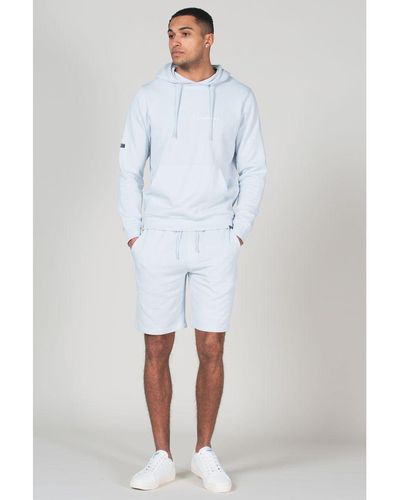 Tokyo Laundry Pale Blue Cotton Blend Hoody And Fleece Shorts Loungewear Set - White