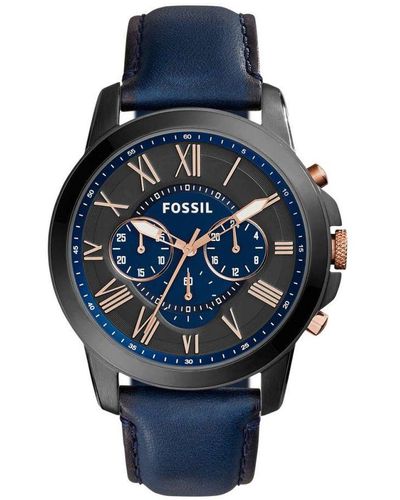Fossil Grant Blue Watch Fs5061ie Leather