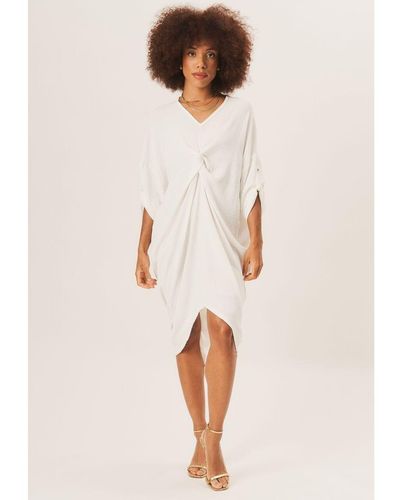 Gini London Gedraaide Mini-jurk Met V-hals Aan De Voorkant - Wit