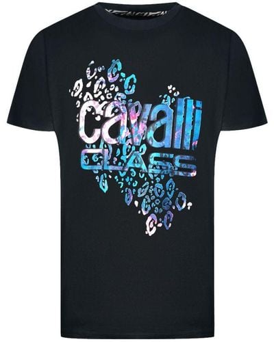 Class Roberto Cavalli Leopard Print Logo T-Shirt Cotton - Black
