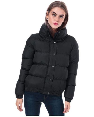 Brave Soul Womenss Slay Padded Funnel Neck Jacket - Blue