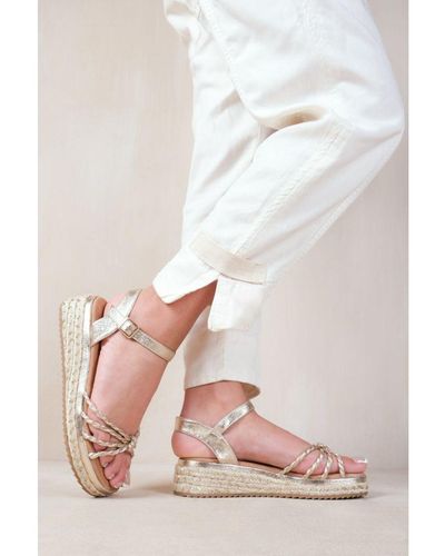 Where's That From 'Neptune' Flat Wedge Sandals With Chevron Sole - Metallic
