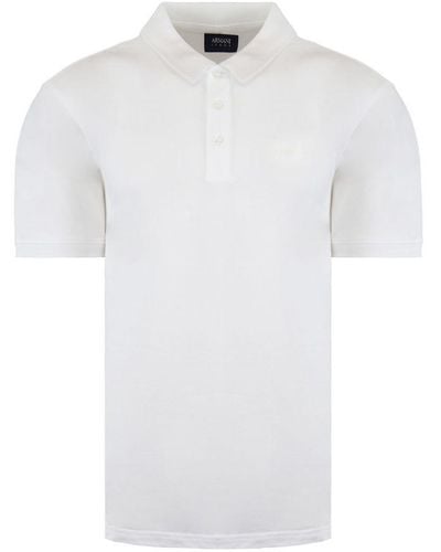 Armani Jeans Plain White Polo Shirt Cotton