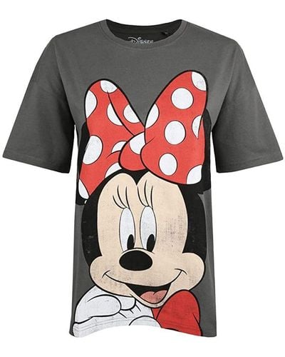 Disney Ladies Minnie Mouse Smile T-Shirt (Graphite//) - Red