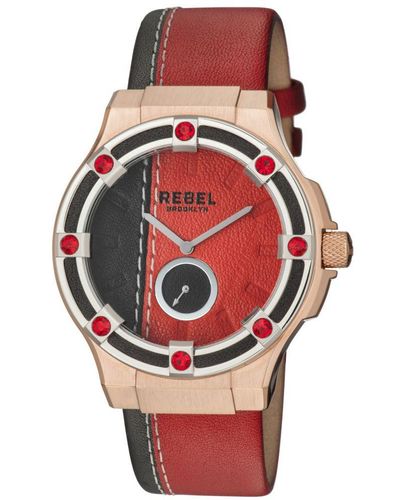 Rebel Flatbush Burgundy/ Dial Leather Watch - Red