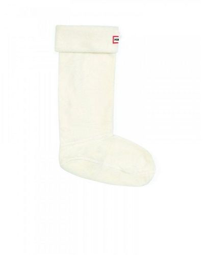 HUNTER Tall Fleece Welly Socks - White