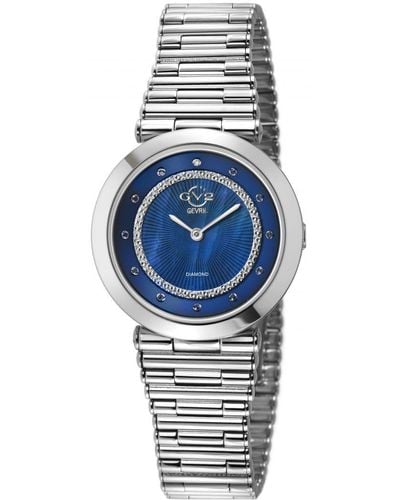 Gv2 Burano Swiss Quartz Mop Dial Stainless Steel Bracelet Diamond Watch - Blue