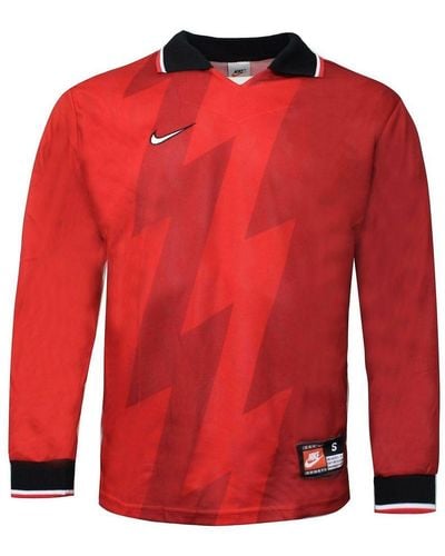 Nike Long Sleeve V-neck Collared Red/black Football Top 159478 648