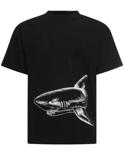 Palm Angels Broken Shark Design T-Shirt - Black