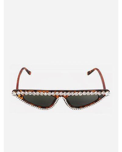 SVNX Diamante Cateye Sunglasses - Metallic