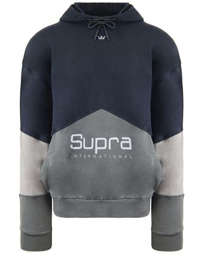 Supra Long Sleeve Pullover 92 Fleece Hoodie 102552 018 - Blue